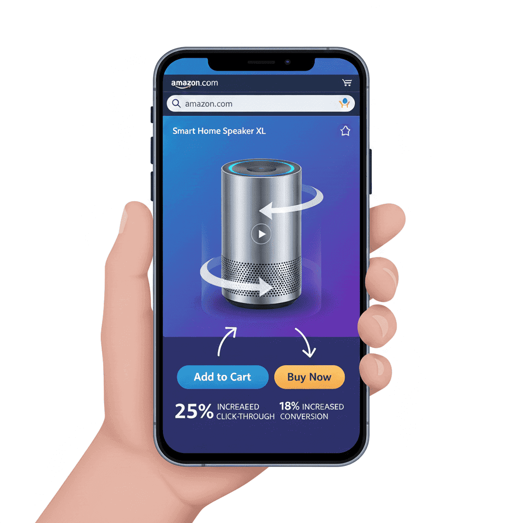 Amazon product listing with 360° product video