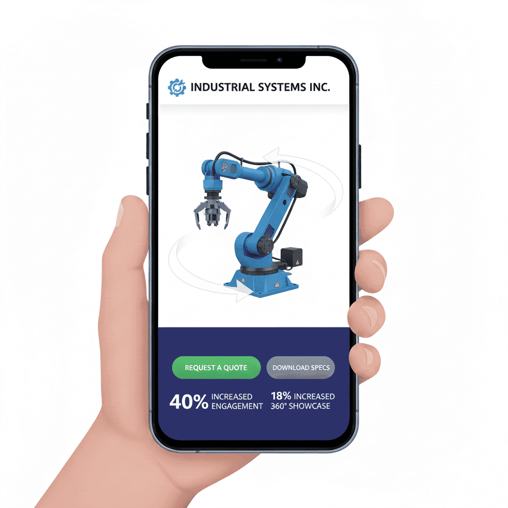 B2B product page with 360° product video